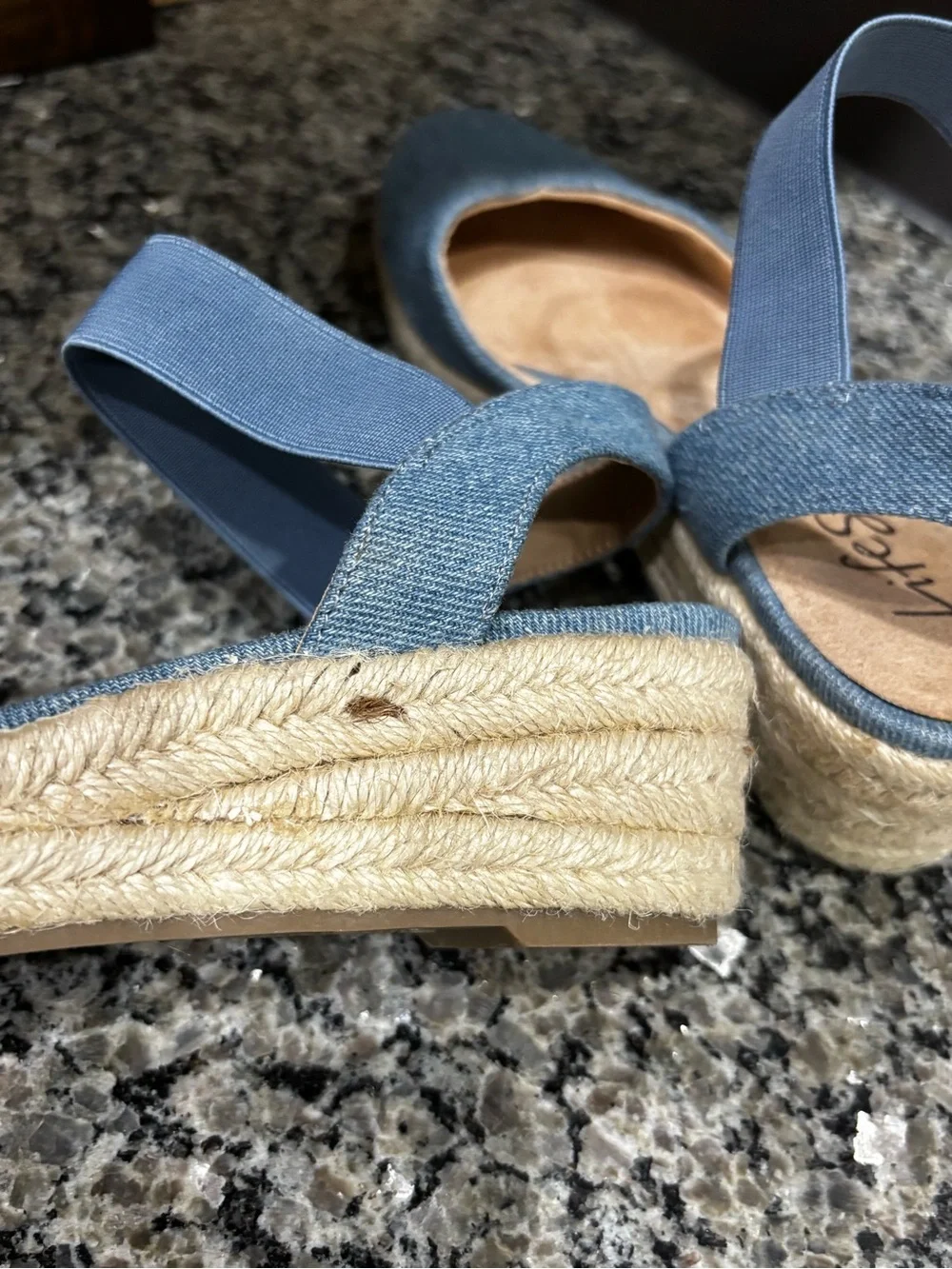 Life Stride Velocity Kimmie Blue Denim Wedge Heels Size 7 1/2